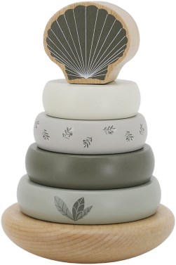 Label Label wooden stacking rings balance olive green FSC educational toy