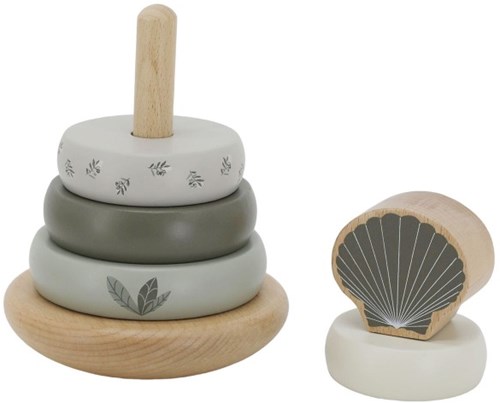 Label Label wooden stacking rings balance olive green FSC educational toy-2