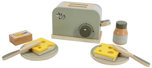 Label Label wooden toaster play kitchen olive green 11-piece set-2