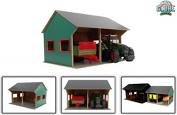 Kids GLOBE agricultural toy shed for 2 vehicles 1:16 wooden barn