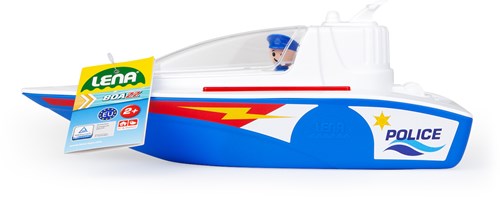 Lena police boat toy boat with play figure - 36 cm - blue-2