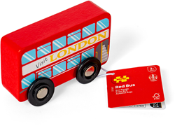 BigJigs wooden toy London bus - classic double decker vehicle for kids
