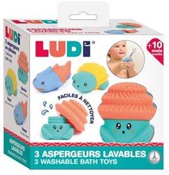 Ludi bath toy silicone sprayers set of 3 - interchangeable and washable