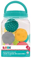Ludi sensory toy jar with 8 colourful balls for babies