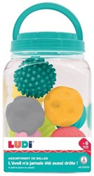 Ludi sensory toy jar with 8 colourful balls for babies
