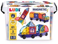 Ludi magnetic toy vehicles building set 63 pieces suitcase