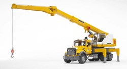 Bruder crane truck Mack Granite with Liebherr crane - yellow construction toy vehicle