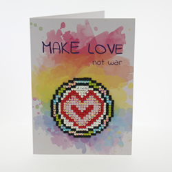 Wizardi Diamond painting greeting card Make love not war colorful creative