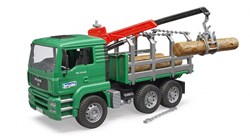 Bruder MAN timber transport toy truck with crane