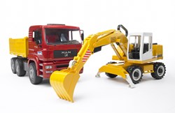Bruder MAN construction vehicle truck with excavator toy