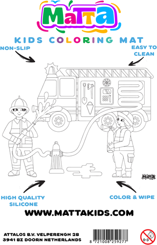Matta fire brigade colouring placemat - Reusable wipe-clean silicone mat-2