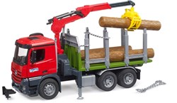 Bruder crane truck MB Arocs timber transport with loading crane and grab toy