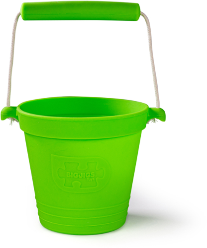 BigJigs silicone toy bucket - meadow green - flexible and durable