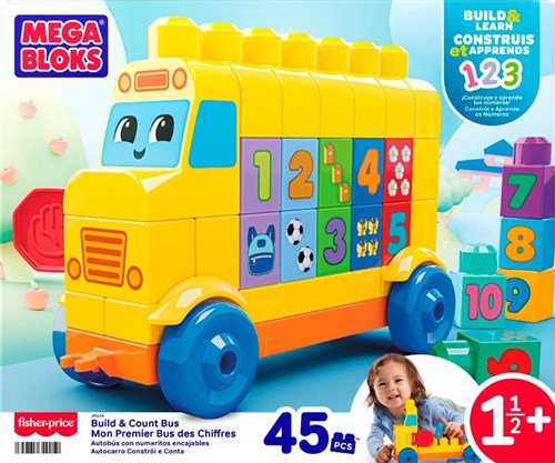 Mega Bloks building set school bus - educational toy with 45 blocks