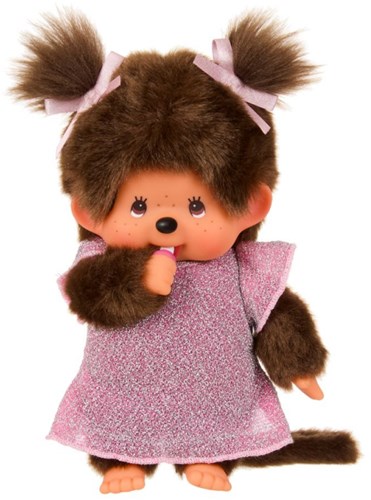 Monchhichi doll girl pink glitter dress 20 cm cuddle toy-2