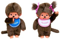Monchhichi doll girl plush pink bib braids 20 cm cuddly toy-2
