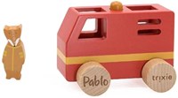 Trixie wooden fire truck - sustainable toy vehicle for toddlers