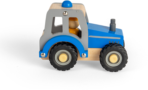 BigJigs wooden tractor blue - toy vehicle with farmer-2