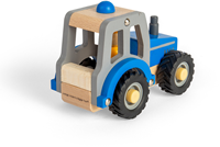 BigJigs wooden tractor blue - toy vehicle with farmer-3