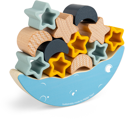 BigJigs wooden balance game Moon Balance Stacker educational toy-3