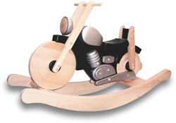 Bajo wooden motorcycle toy - black multicolor motorbike