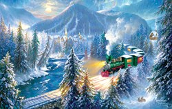 SunsOut puzzle Christmas train mountain landscape - 500 pieces