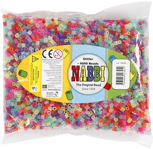 Nabbi Nabbi Strijkkralen 6000 stuks Glitterkleuren