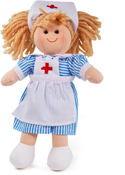 BigJigs doll Nancy - soft fabric nurse doll 28 cm