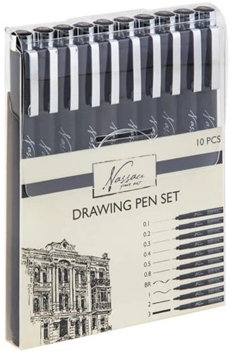Nassau Nassau Set Zwarte Fineliners 10 stuk