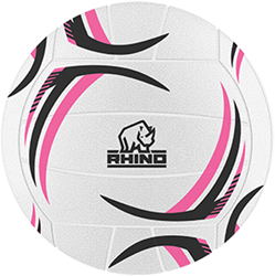 Rhino netball Thunder white pink grey size 5 with grip pattern