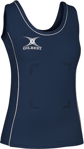 Gilbert Netball Elite Hook and Loop Tank Top - W 8 - Navy / White