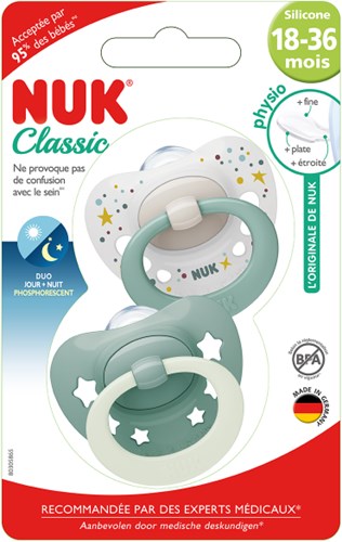 Nuk baby pacifier Classic Night&Day silicone 18-36M green set-2