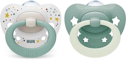 Nuk baby pacifier Classic Night&Day silicone 18-36M green set