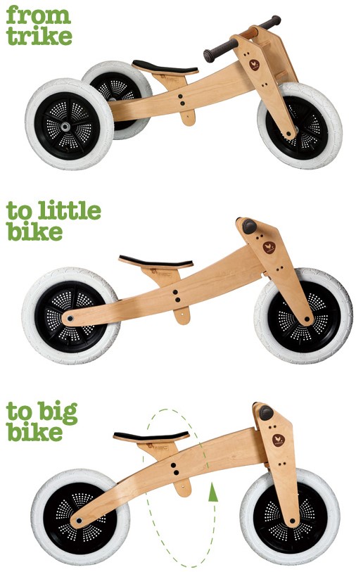 Wishbonebike 3 in 1 houten loopfiets Planet Happy ENG