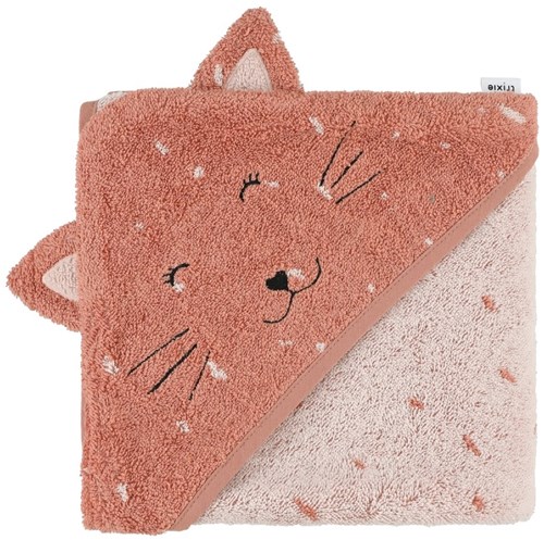 Trixie baby hooded towel 75x75cm Mrs. Cat organic cotton pink