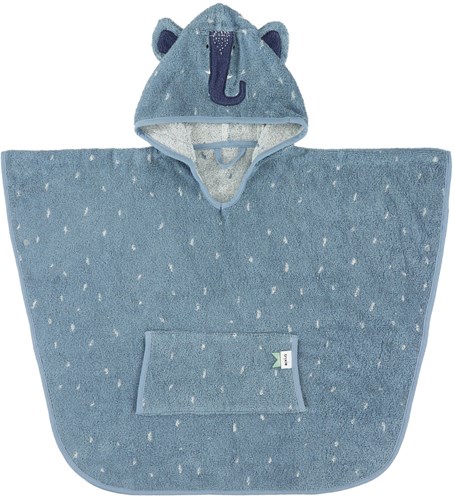 Trixie poncho organic cotton kids hooded towel Mrs Elephant blue