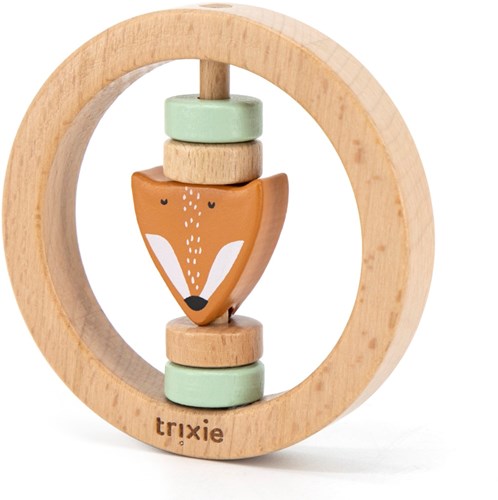 Trixie wooden baby rattle - Mr. Fox - FSC beech wood - orange