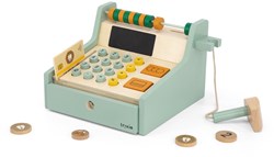 Trixie wooden toy cash register - educational pretend play with accessories