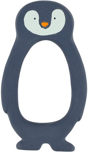 Trixie natural rubber baby teether grip toy Mr. Penguin blue