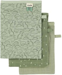 Trixie baby washcloths green 3-pack - soft tetra Daring Dino