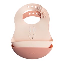 Trixie silicone bibs 2-pack - baby bib with food catcher - Mrs. Rabbit - pink