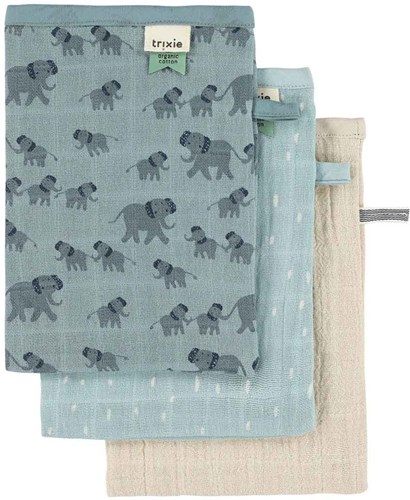 Trixie baby washcloths blue - Tetra 3-pack Enchanting Elephant set