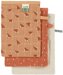 Trixie baby washcloths orange 3-pack - soft tetra Fierce Fox