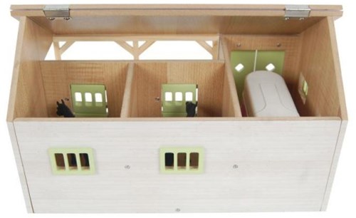 Horse stable toy Kids Globe 1:32 with 2 stalls and storage pink-3
