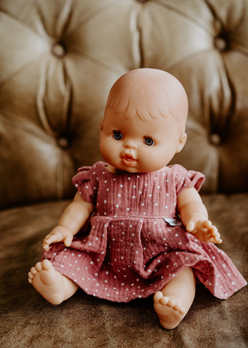 Hollie doll dress pink dots - doll clothing cotton 34cm-2