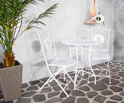Bistroset Paris garden set metal white 3-piece for balcony and terrace