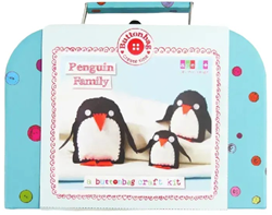 Buttonbag craft kit penguin family - creative sewing toy for kids