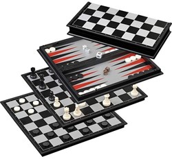 Philos chess game checkers backgammon set magnetic field 37 mm