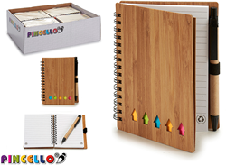 Pincello bamboo notebook with pen 14.5x11 cm eco-friendly gift