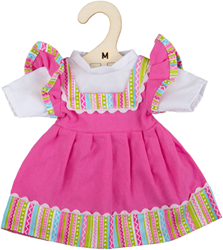 Bigjigs Pink Dress With Striped Trim Medium